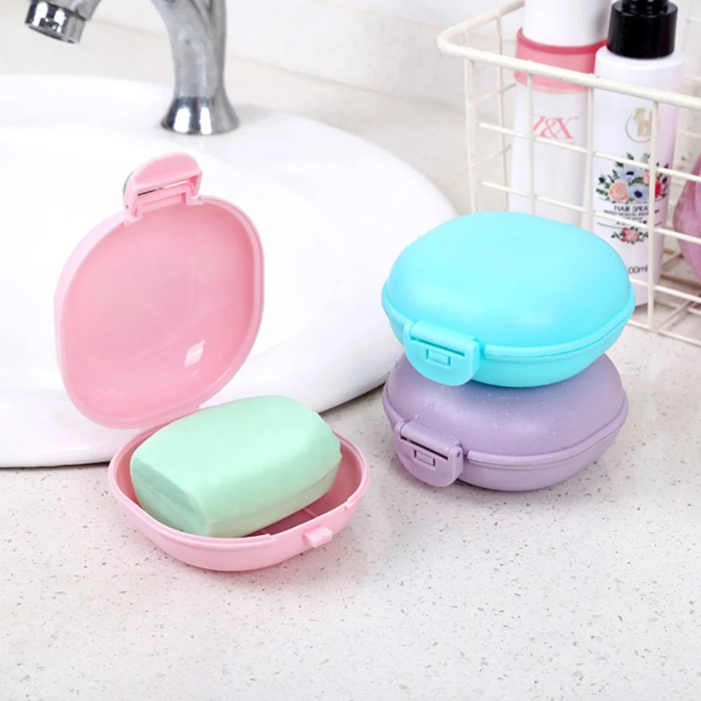 

9.5 x 8.5 x 3.5cm Portable Hinged lid and snap Plastic Candy Color Soap Box