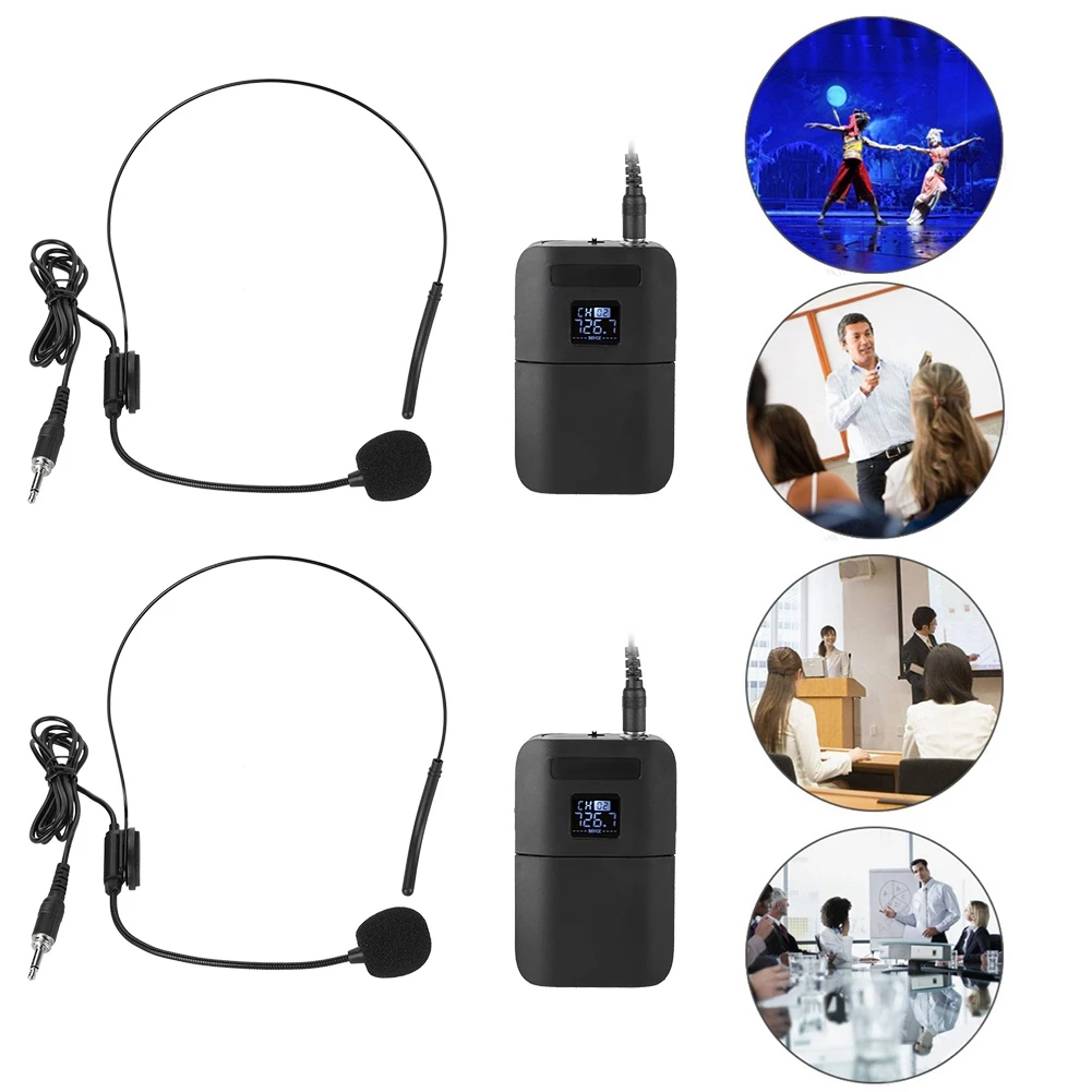 SOONHUA 2pcs микрофон Портативный беспроводной микрофон на голову микрофоны с приемником и передатчиком