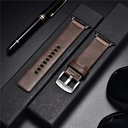 Elegant Genuine Leather Watch Straps - Premium Quality Bracelet Watchbands for 42mm or 44mm or 45mm (Brown-B)