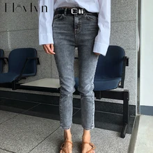 Винтажные прямые женские джинсы со средней талией, модные Стрейчевые джинсы, женские джинсовые штаны, узкие женские джинсы, брюки размера плюс