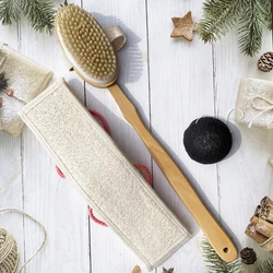 Shower Hair with Curved Handle Bath Brushes Sponges & Scrubbers Exfoliating Brush Ingrown Hairs Detachable Bath Brush DREWTI