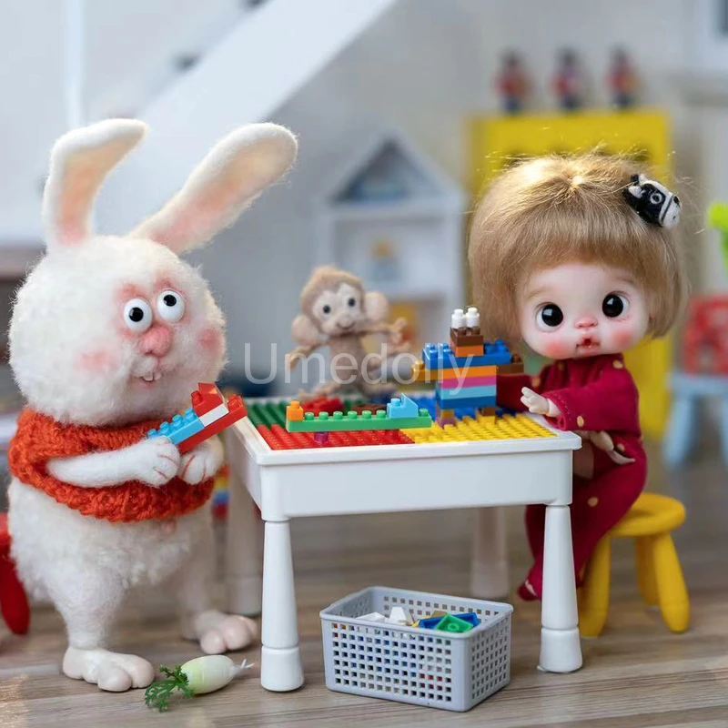 1:12 Scale Miniature Dollhouse Building Blocks Table Set for OB11 Doll House Children Room Decoration Furniture Accessories Toy | Игрушки и