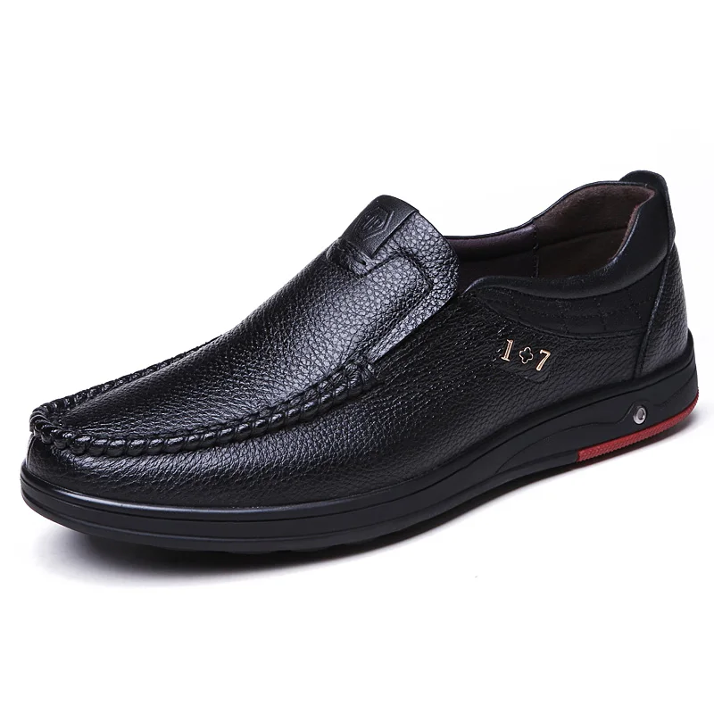 New Formal Shoes Men Casual Genuine Leather Men Dress Shoes Canvas Business Male Oxford Formal Shoes Slip on HX-232