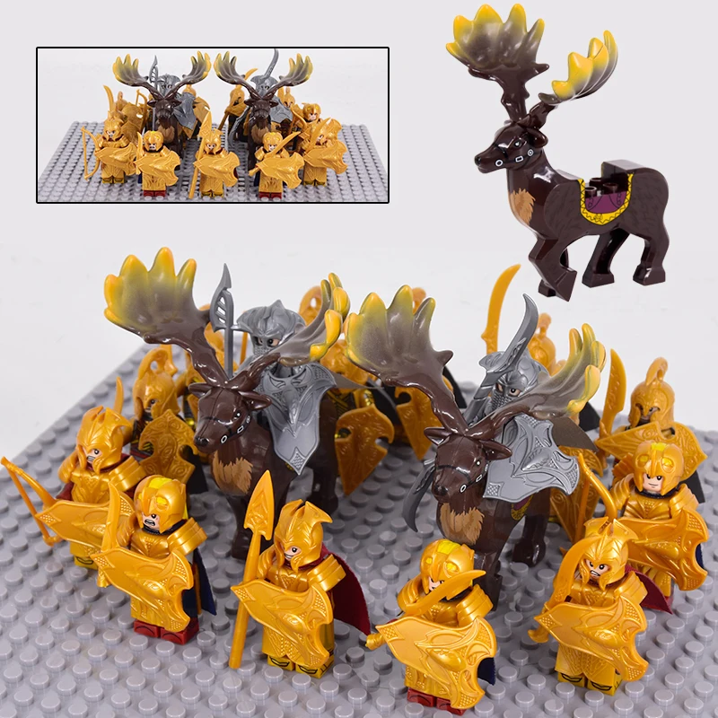 MOC эльф солдат рыцари тарандул мегалоцерос крепление lotr животные строительные
