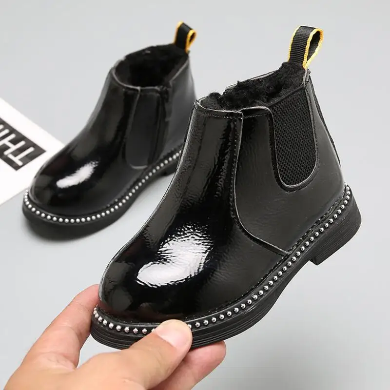 

Girls short boots retro children Martin boots girls snow boots 2019 autumn and winter new non-slip boys baby shoes Tree Wrasse