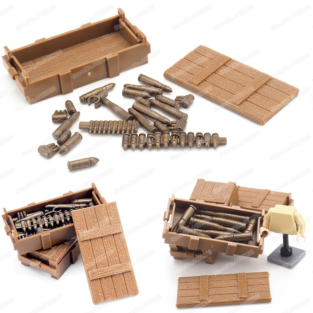 Soldier Equipment Bullet Box Set Military Building Block Moc Figures WW2 Army Weapons Box Model Child Christmas Gift Boy DIY Toy
