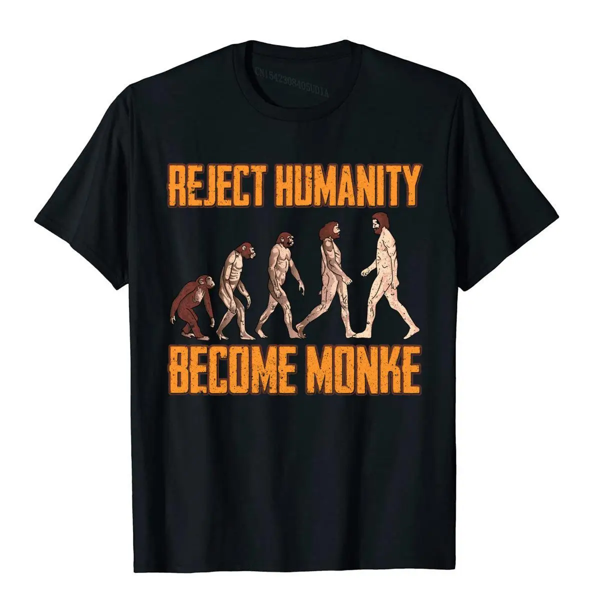 Reject Humanity Become Monke Funny Monkey Evolution Meme Pullover Hoodie__B11328black