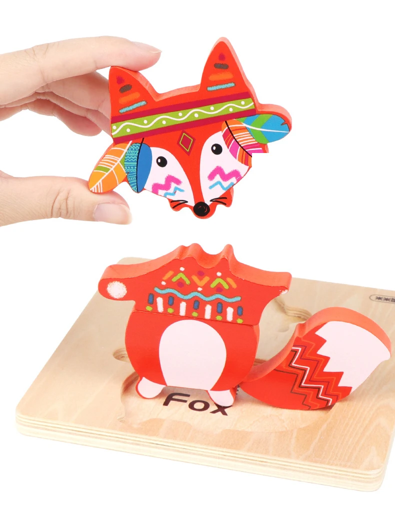 3D Wooden puzzles for kids educational toys for children jigsaw puzzle baby wooden toys animal puzzle