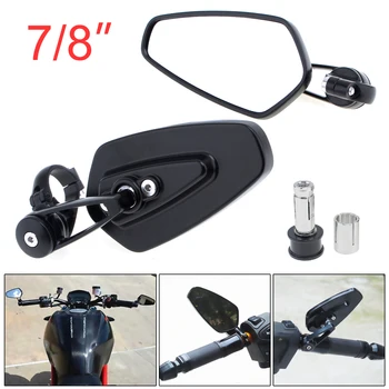 

Motorcycle Side Mirrors Universal 2x 7 / 8" Aluminum Motorcycle Rearview Mirrors Black Billet Bar Side Mirrors Motorcycle