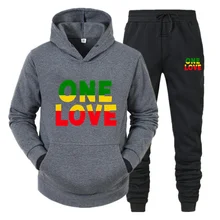 

Harajuku ONELOVE Hoodie Bob Marley Print Men's Women's Sweatshirt Autumn Winter Fashion Casual Long Sleeve + Fleece Pants Set