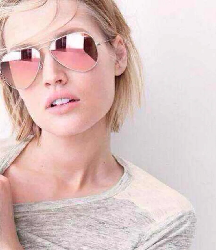 

High Quality 3025 3026 Sun Glasses Hot Sales Silver Frame Cherry Pink Reflective Colorful Color Film Aviation Sunglasses