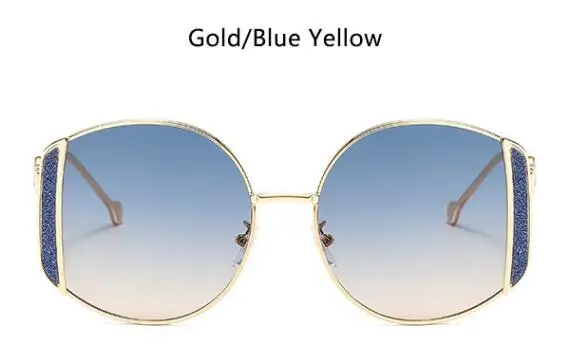 gold blue yellow Ретро круглые розовые солнцезащитные очки для женщин, фирменный дизайн, солнцезащитные очки для женщин, сплав, зеркальные женские очки с градиентом UV400 - Цвет линз: gold blue yellow
