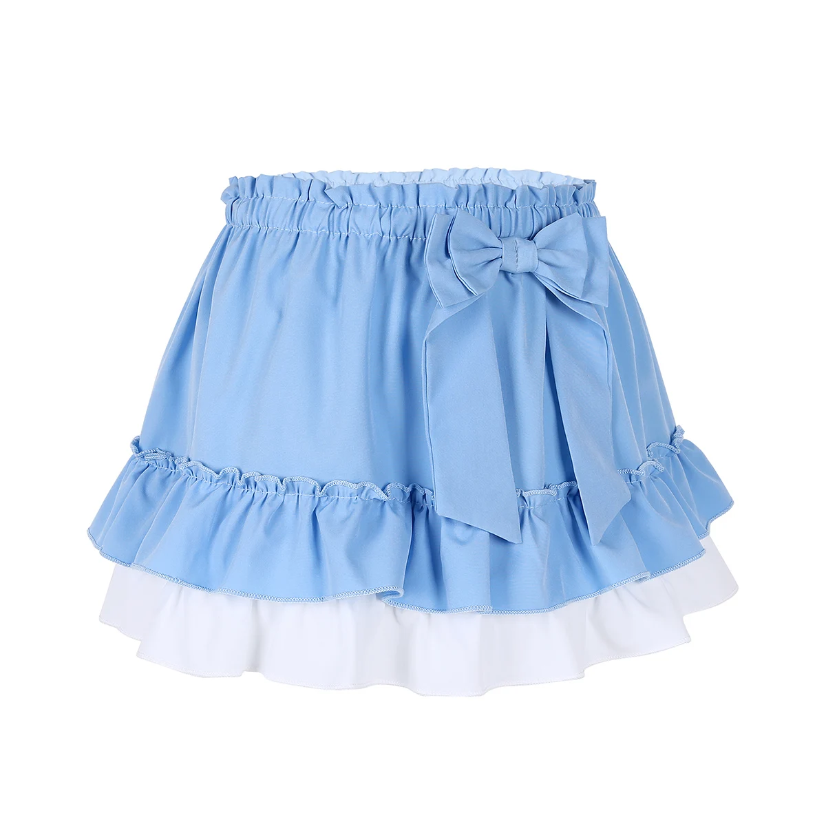 Iiniim/эластичные детские фантазийные юбки унисекс для мужчин и женщин с бантом; короткая юбка с оборками и оборками; Kawaii; трапециевидная мини-юбка для костюмированной вечеринки - Цвет: Light Blue