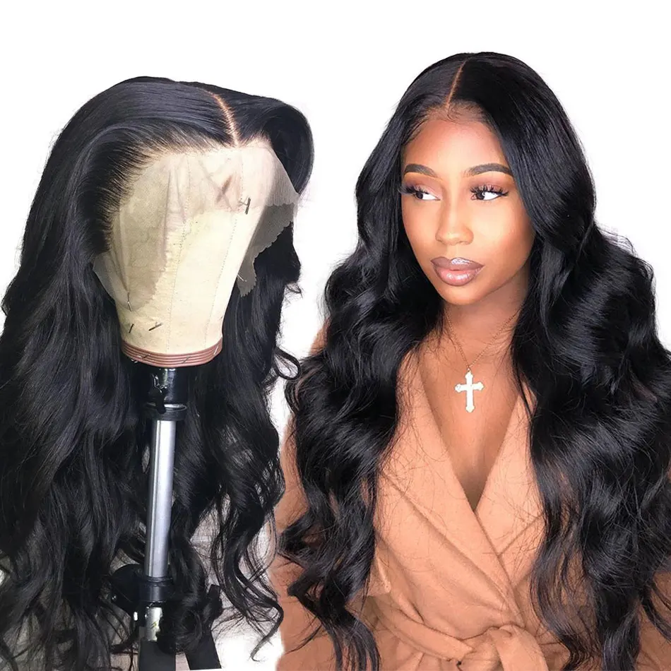

13x6 FLAWLESS Transparent Lace Front Wig Pre Plucked Peruvian Body Wave Frontal Human Hair Wig Bleached Knot 130 Remy Lace Wig