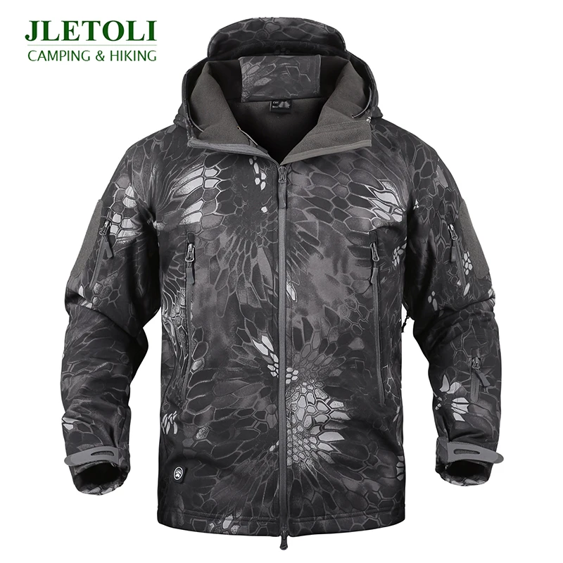 

Winter Men's Fleece Military Tactical Soft Shell Jacket Outdoor Jacket Hiking Coat Windproof Thermal Windbreaker Heated Jacket