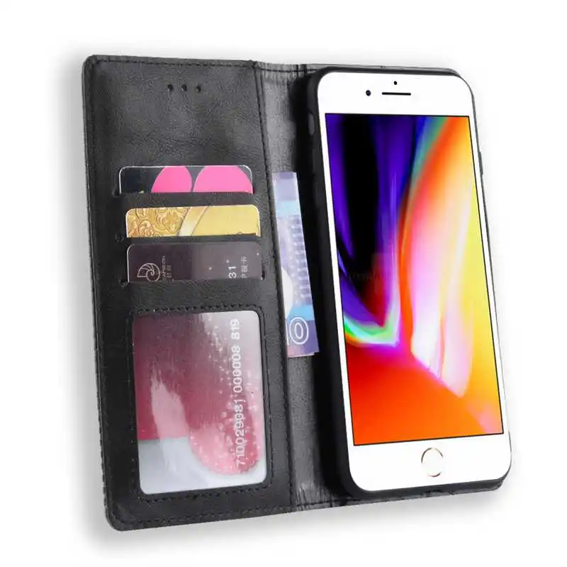 Чехол с откидной крышкой для iPhone 7 8 Plus чехол Магнитный коса из искусственной кожи чехол-бумажник чехол для iPhone 7 8 Plus iPhone7 iPhone8 сумка
