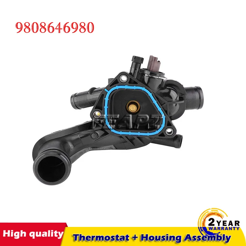 New Thermostat + Housing Assembly For MINI R56 R55 Peugeot 207 208 308 508 2008 3008 1.4 1.6 16VTi 9808646980 V764558080 engine coolant thermostat thermostat housing cover