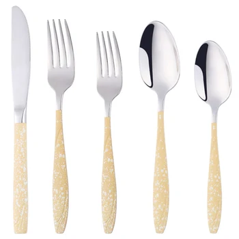 

Hot 5 PCS Dinner Set Western Luxury Dinnerware Set Stainless Steel Fresh Colors Tableware Dining Kit Tools Wedding Party