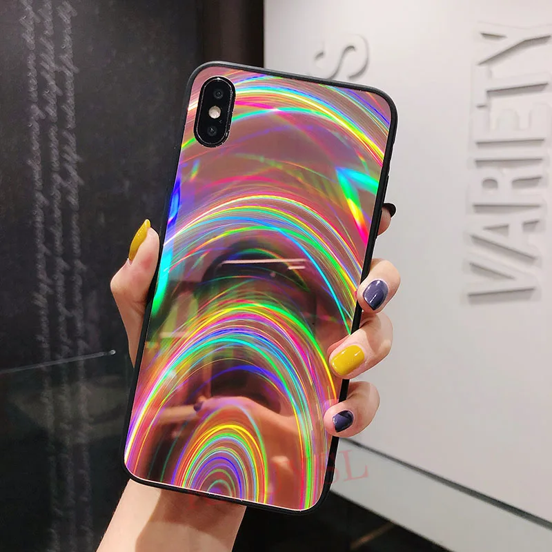 Модный чехол с лазерным радужным Зеркалом Для huawei mate 30 20 P30 Pro P20 Lite Y6 Y7 Y9 P Smart Honor 8X 10i 20i 20 Lite