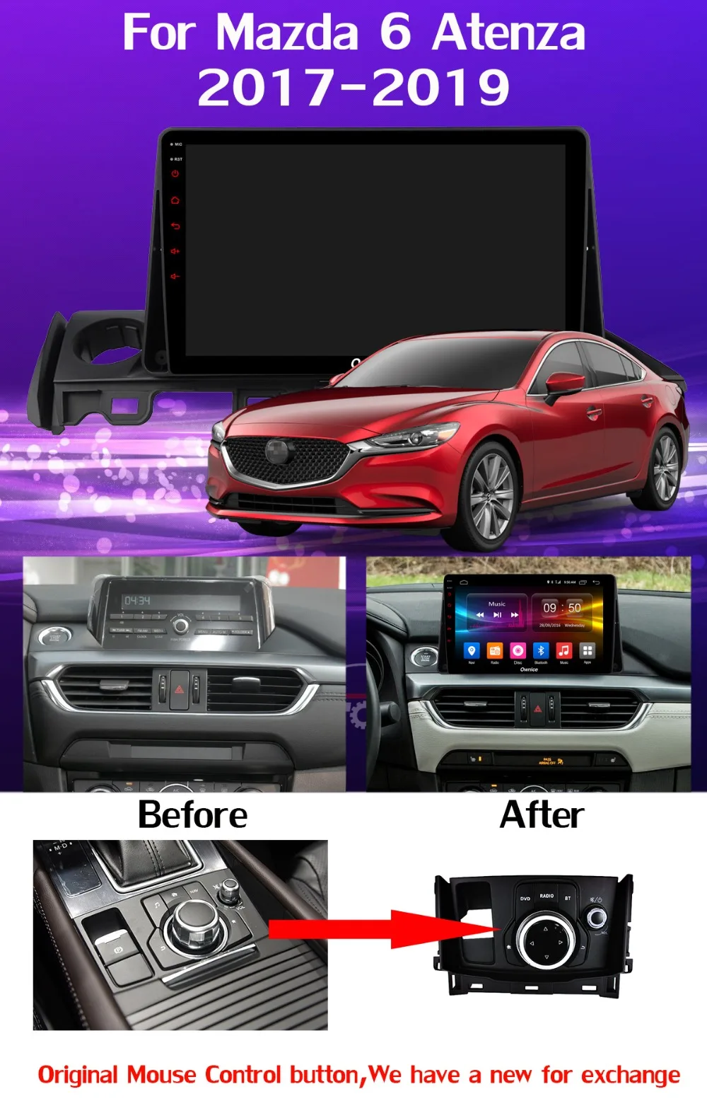 " 1Din 360 ° панорамный автомобильный dvd-плеер Android gps навигация для Mazda 6 III 3 GJ Atenza dzda6 автомобильный DSP Carplay