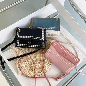 

Lattice Pattern Shoulder Bag Women Hit Color PU Flap Square Crossbody Bag for Ladies Female Pouch