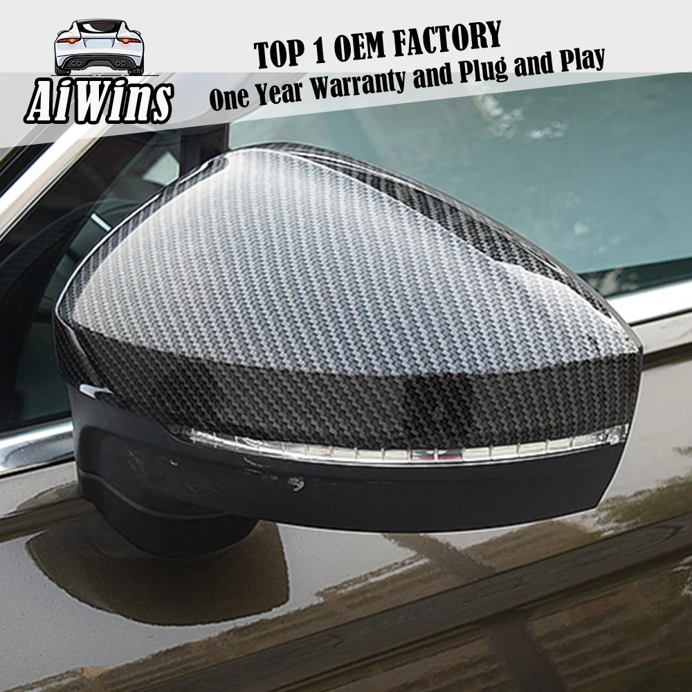 

For Volkswagen VW Tiguan 2017 2018 ABS Chrome ABS Carbon Paint Exterior Side Door Rearview mirror Cover Trim Car-styling