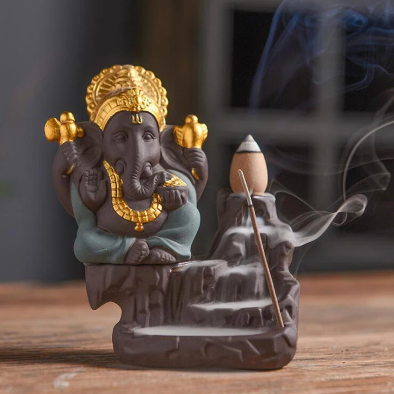 

Ganesha Waterfall Incensario Incense Holder Zen Wierook Waterval Support Encens Backflow Incense Burners Base Home Decor Censer