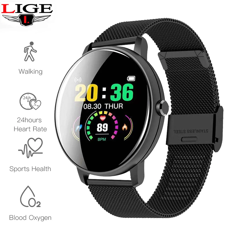 

2020 LIGE Smart Watch Men Women Sports Waterproof Fitness Tracker Blood Pressure Heart Rate Monitor Pedometer Smart Bracelet box