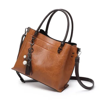 

2020 New Style Shoulder Bag/Hand Bag Fashion Women's Big Bag Simple Bucket Large Capacity Oily Leather Women's Bag