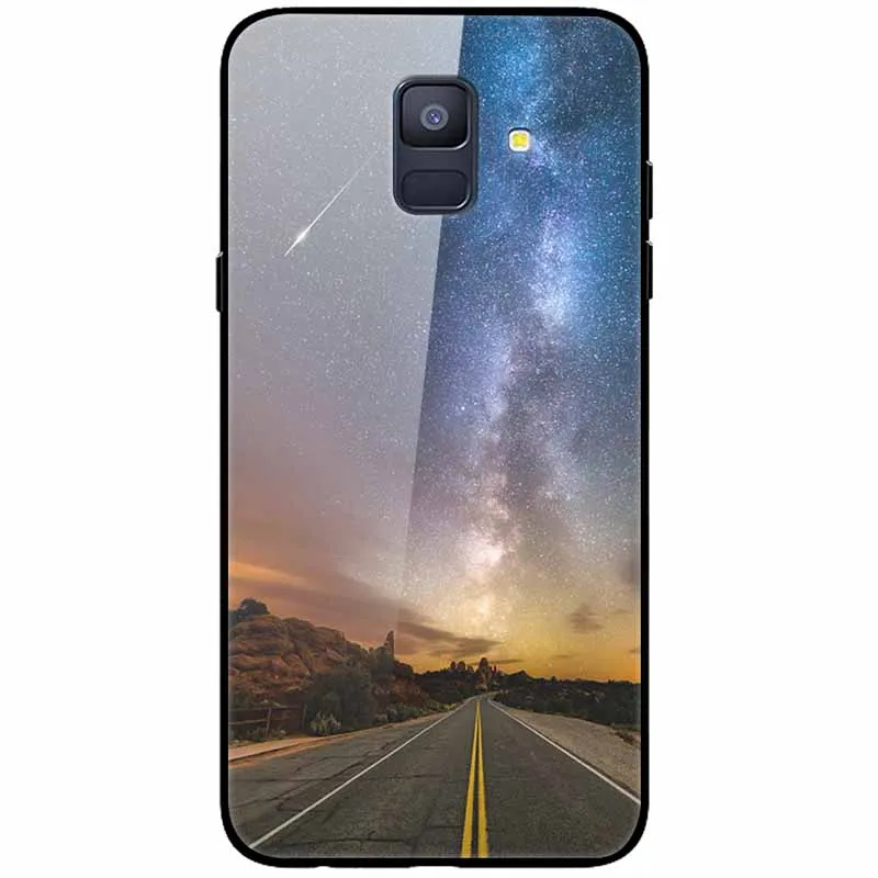 Luxury Case For Samsung Galaxy A8 A6 Plus 2018 Cover Glass Tempered Fashion Coque for Samsung A8 2018 Cases Shockproof A8Plus kawaii samsung phone cases