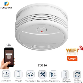 

10pcs Wifi fire detector smoke alarm Tuya App phone Control Fire Protection Portable wifi rookmelder smoke detector