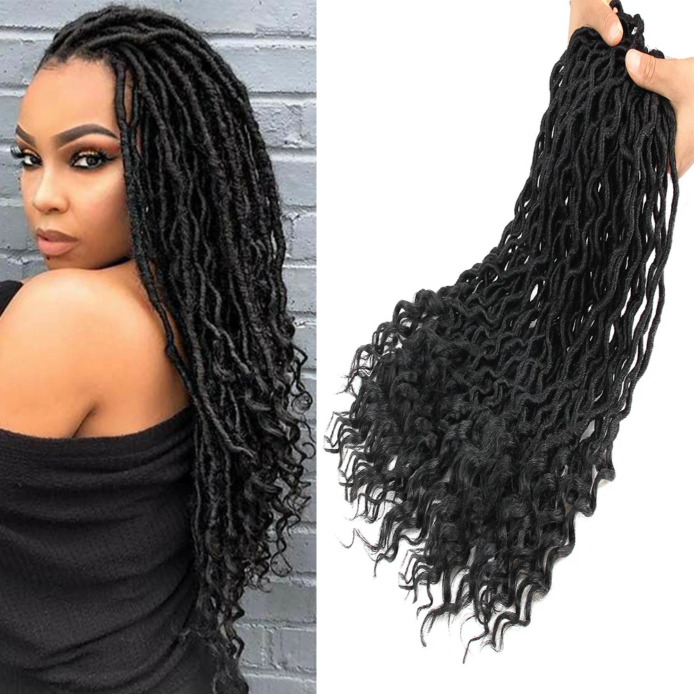 

18 inch Goddess Faux Locs Crochet Braids 24 Roots Black Synthetic Braiding Hair Extensions For Black Women Pageup