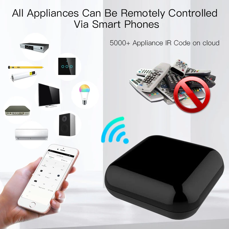 

433-315MHz Universal IR Smart Remote Control WiFi Infrared Home Control Hub Tuya App Works With Google Assistant Alexa Siri Home