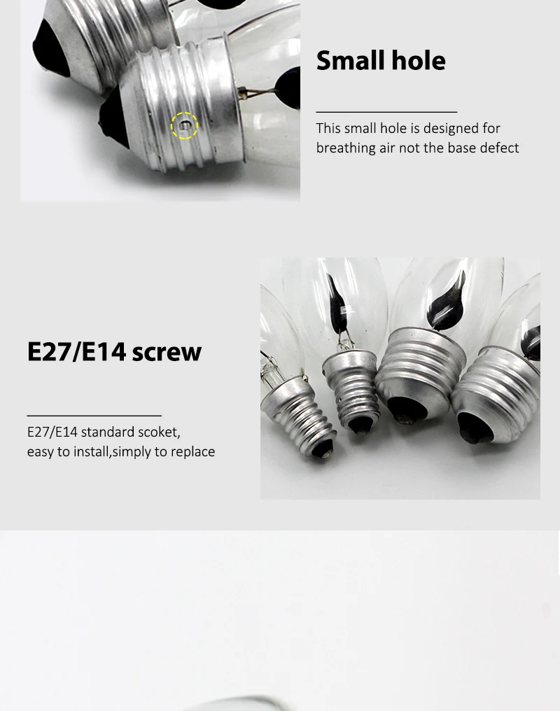 Светодиодный светильник с пламенем Эдисона E27 E14 AC 220V 3W наконечник/Хвост Ретро винтажный светодиодный светильник с нитью накаливания