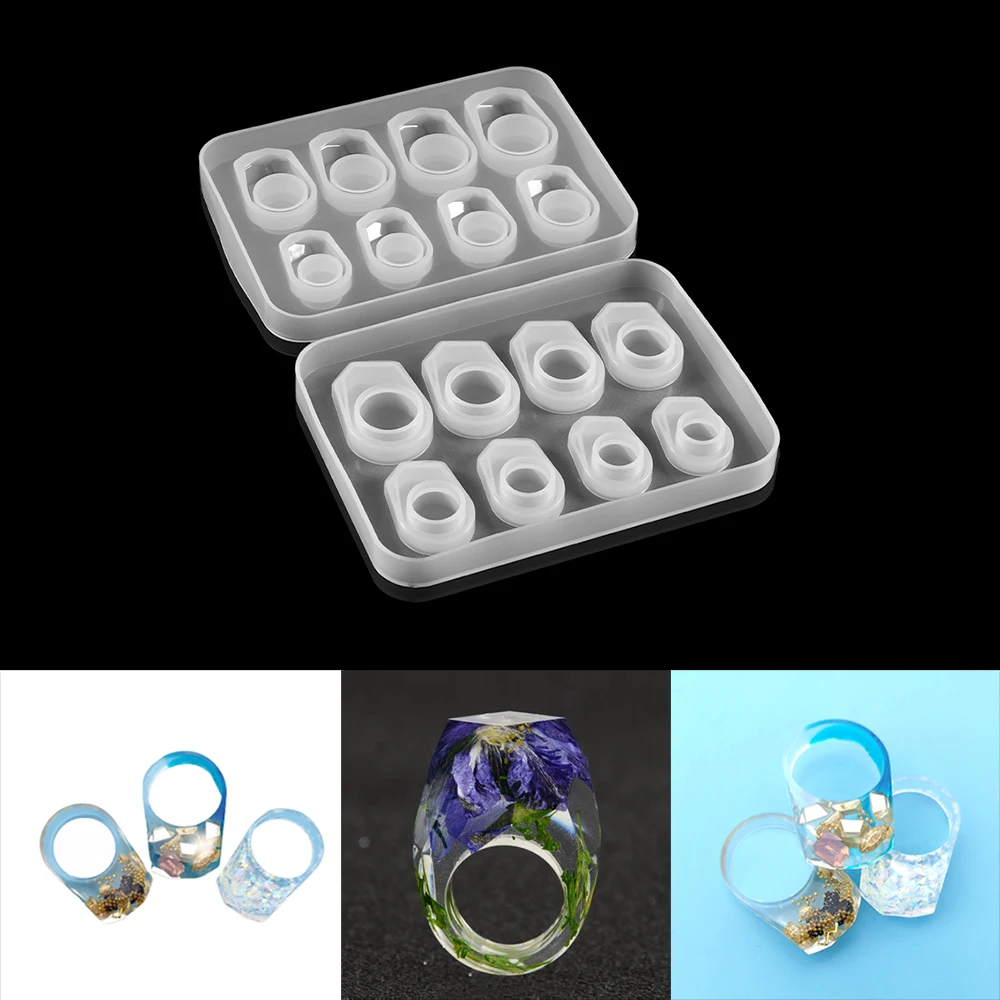 1 stücke DIY Kristall Epoxy Ring Silikon form UV Harz Formen Ring Schmuck Formen DIY Schmuck Zubehör Epoxidharz Werkzeuge