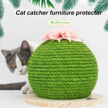 

Sisal Cactus Shape Furniture Protector Cat Scratching Ball Stable Home Interactive Wear Resistant Pet Toy Stress Relieve Sofa