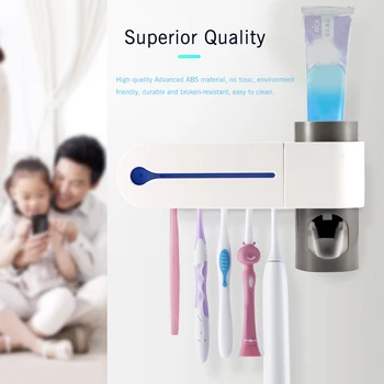 

Antibacterial Ultraviolet Toothbrush Holder Sterilizer Automatic Toothpaste Dispenser Squeezer Bathroom Accessories Set Cleaner