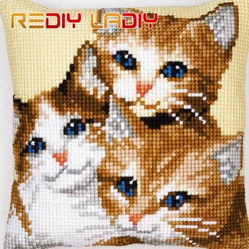 

REDIY Cross Stitch Pillow Case KITTENS Cushion Cover for Sofa Chunky Cross-Stitch Kits Throw Pillows Chair Cushions Home Decor