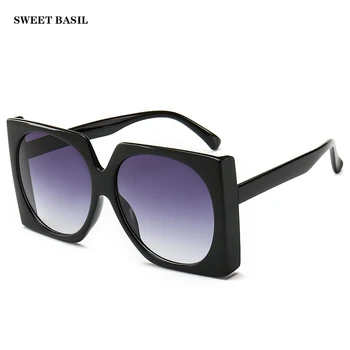 

SWEET BASIL Square Sunglasses Oversized Big Frame Vintage Women Brand Designer Luxury 2019 New Fashion Trendy Sun Glasses UV400