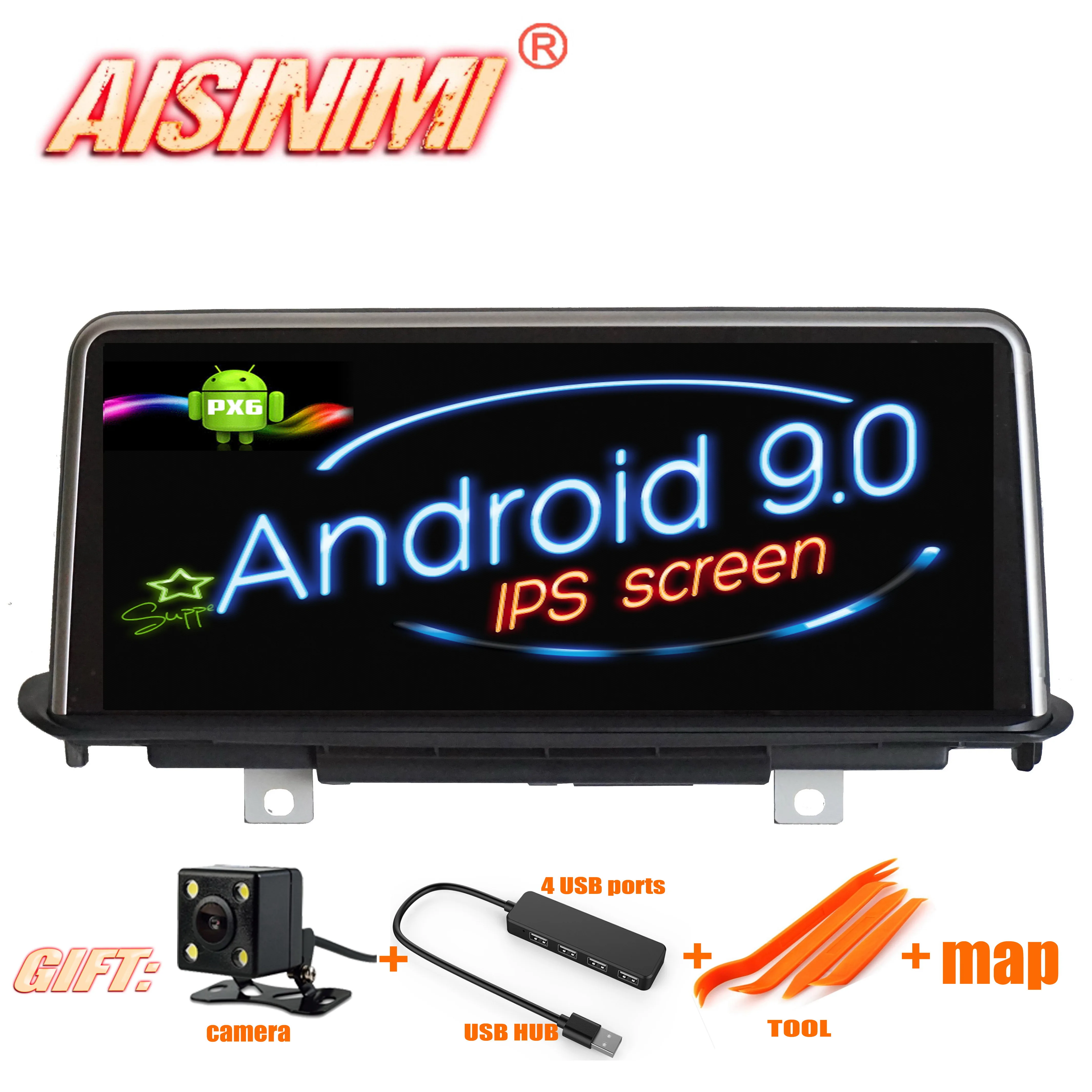 

AISINIMI Android 9.0 PX6 Car Dvd Navi Player FOR BMW X5 F15 (2014-2017) NBT System car audio gps stereo auto monitor all in one