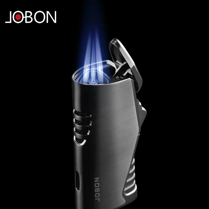 

Three Nozzle Big Flame Jet Cigar Lighter Torch Turbo Refillable Gas Lighter Windproof Powerful Metal Spray Gun Cigarette Lighter