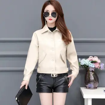 

Spring And Autumn Women's Leather Jacket 2020 New Women's Leather Clothing Short Slim Motorcycle Leather Coat Female Outerwear