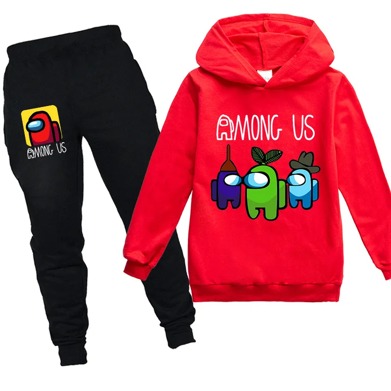 

2020 Children's Autumn 2-Piece Among Us Boys Sweatshirt Hoodie + Pants Set Sabotage Impostors Girls Home Leisure Sweatshirt