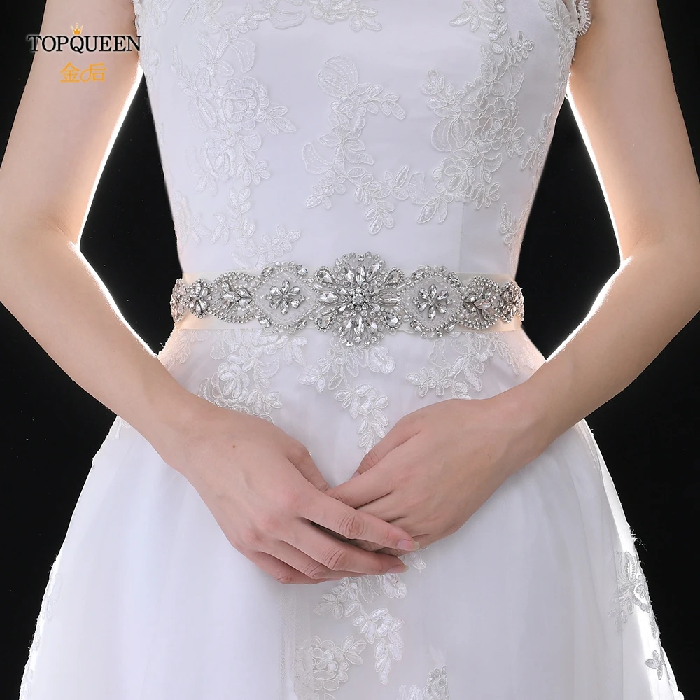 TOPQUEEN S433 пояс для торжественных платьев подружки невесты с жемчугом женщин Стразы