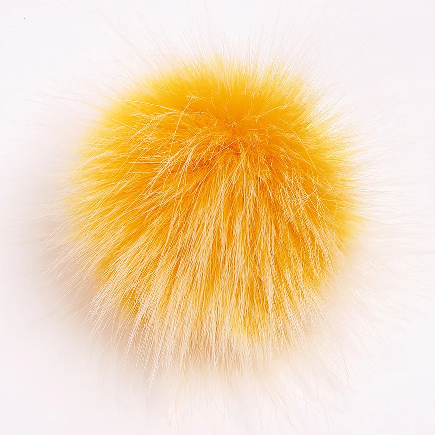 yellow 10 см 2 шт/партия мяч из меха лисы полиэстер экологичный помпон шагге шар 7 цветов Одежда Кепка Швейные аксессуары для художественного оформления - Цвет: yellow