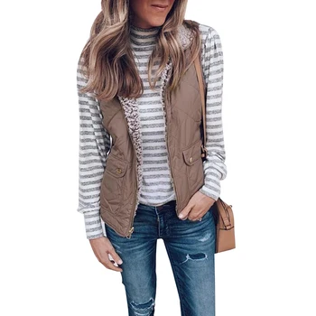

2019 Women Sleeveless Winter Jacket Warm Waistcoat Vest Coat Reversible Jacket winter female coat abrigo femenino de invierno