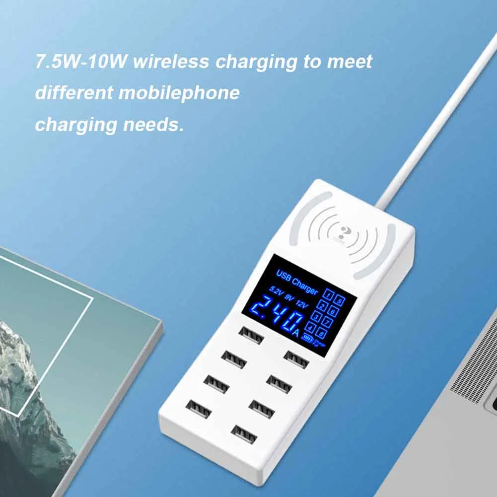 8 портов USB адаптер питания для быстрой зарядки цифровой дисплей 2.4A док-станция беспроводной телефон зарядное устройство Универсальный Высокий ток дома Мобильный
