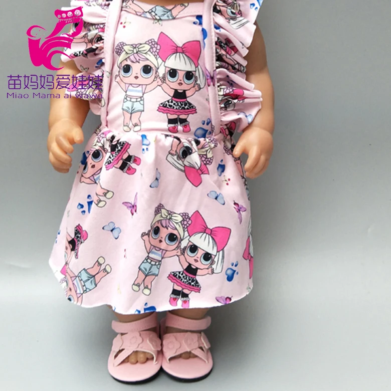 17 inch Baby new born Doll pink dress with bow for 18 inch girl doll sequin dress children gifts