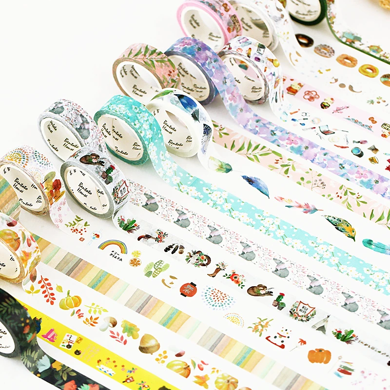 

1pcs Flowers Paper Envelope 7Mx1.5CM Paper Adhesive Tape European Style Message Card Letter Stationary Storage Paper Tape Gift