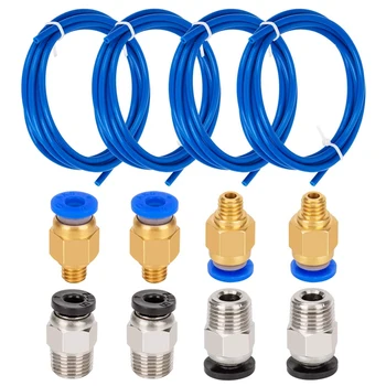 

4 Pieces Teflon Tube Ptfe Blue Tubing (1.5M) with 4 Pieces Pc4-M6 Quick Fitting and 4 Pieces Pc4-M10 Straight Pneumatic Fitting